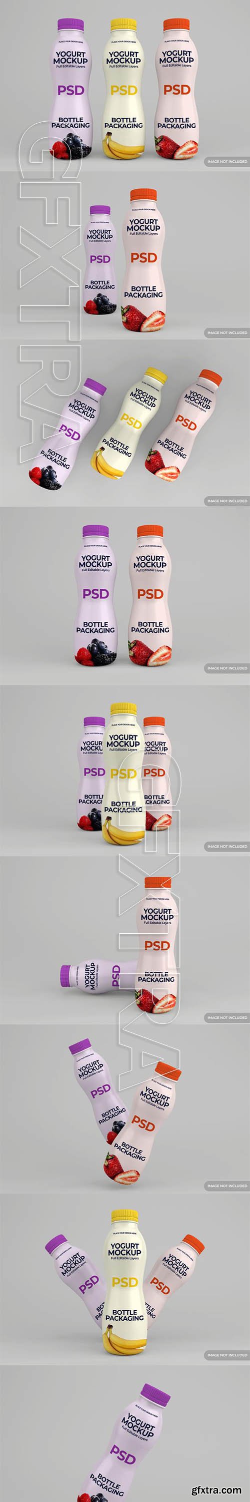 Yogurt bottle packaging mockup