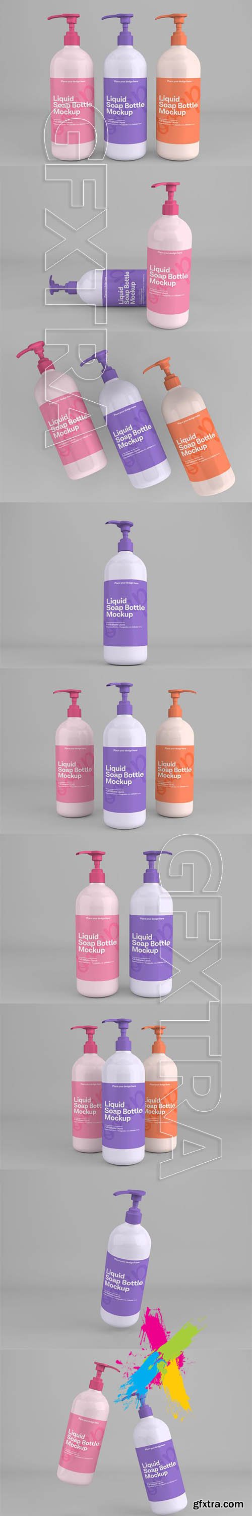 Realistic soap bottle hand sanitizer mockup