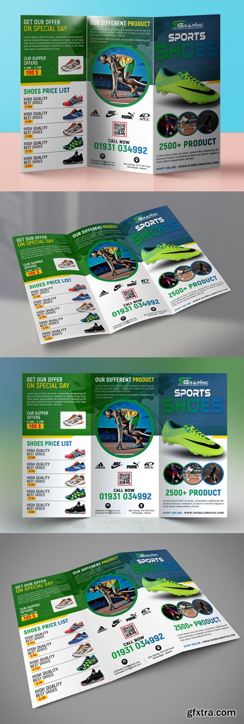 Sports Shoes Tri-Fold Brochure PSD Template