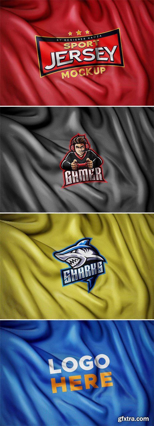 Sport Jersey Fabric Texture Logo PSD Mockup