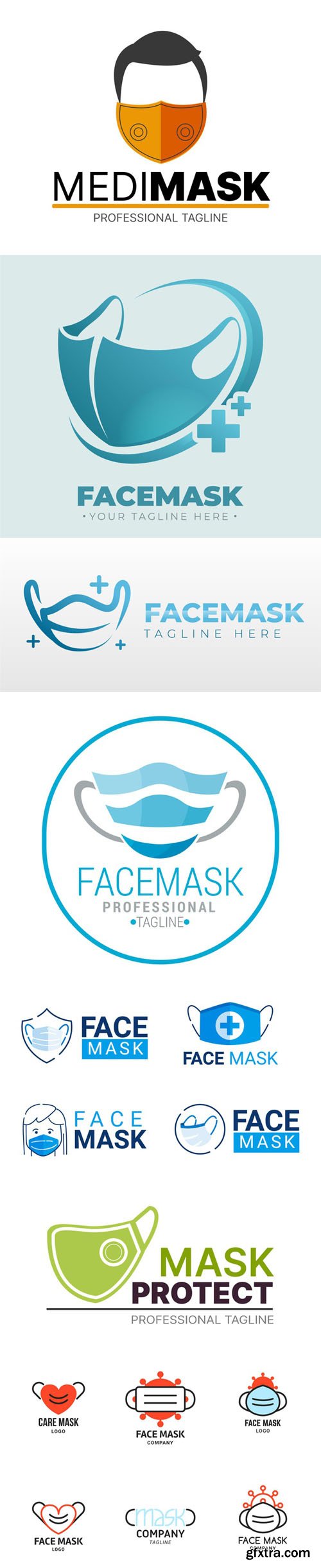 15 Face Mask Logos Templates in Vector