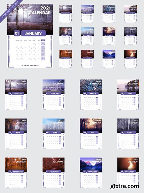 2021 Calendar Template in Vector