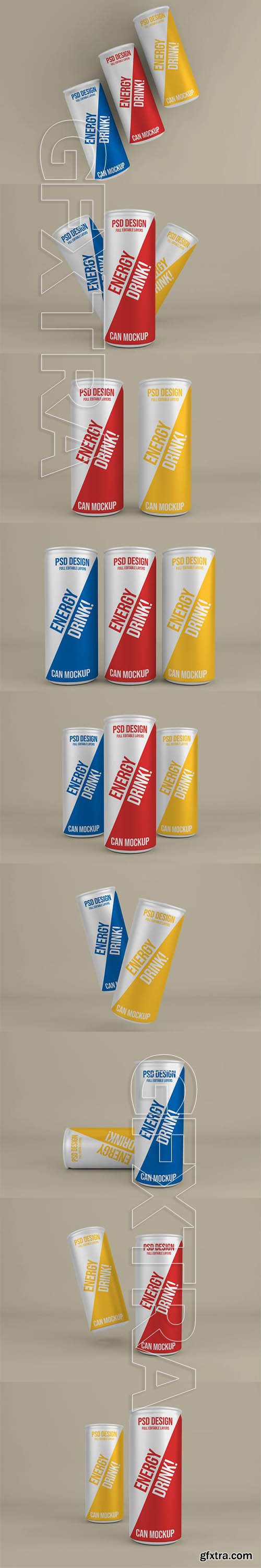 Metal energy drink can mockup