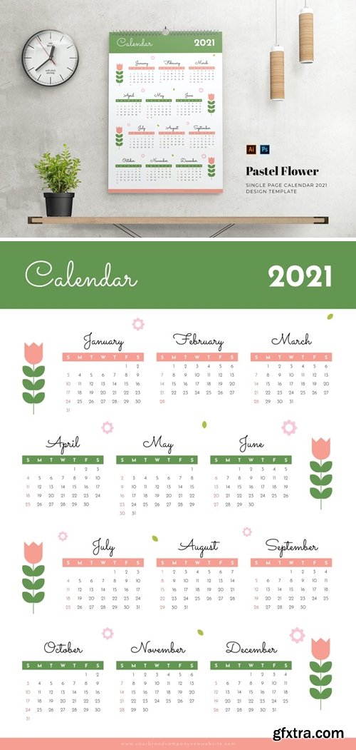 Pastel Flower Calendar