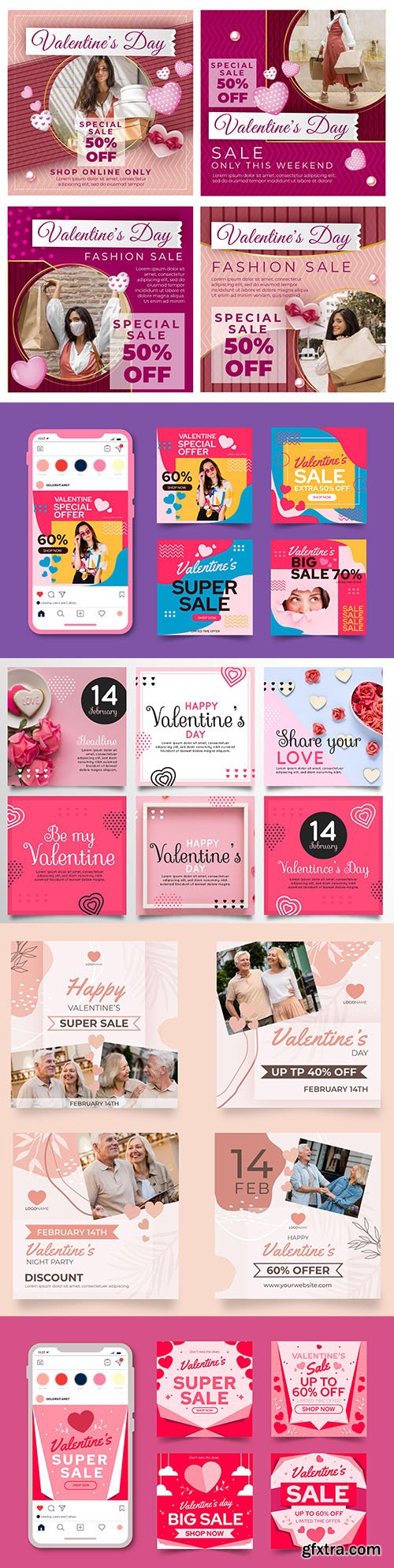 Valentine's Day collection posts on instagram design
