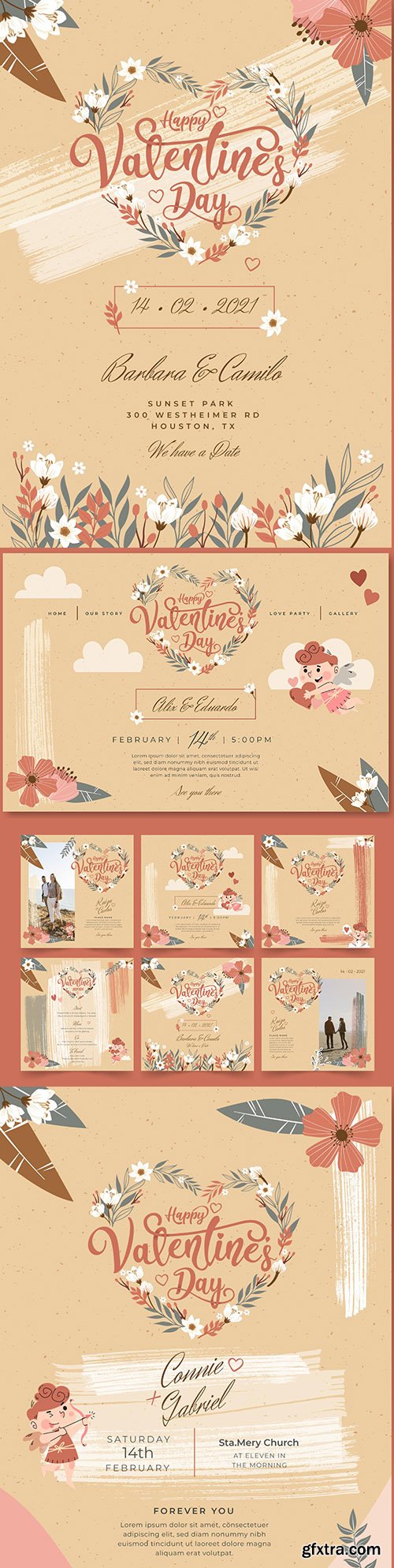 Valentine's Day postcard and instagram messages

