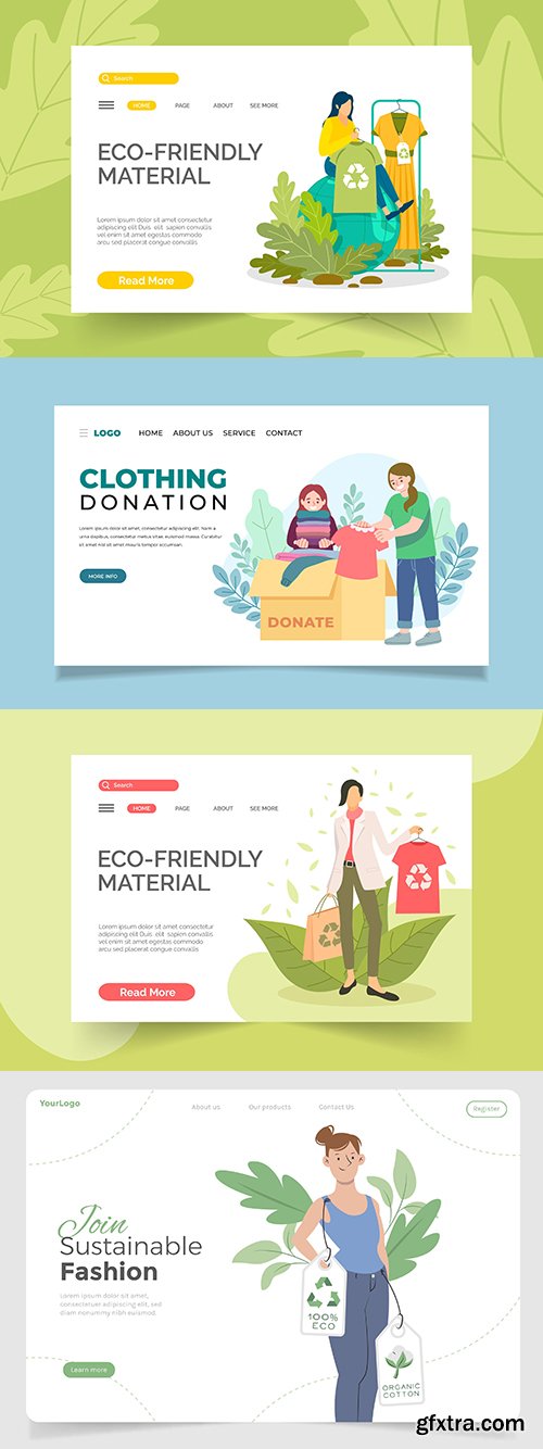 Painted fashion eco template and dress donation landing page
