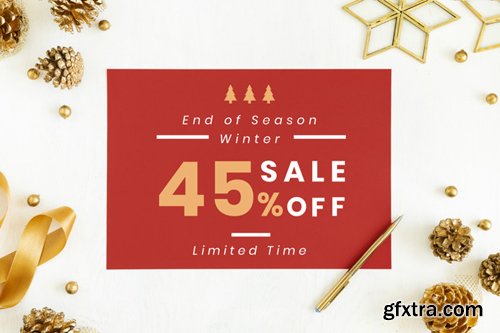 End Of Season - Winter 45% OFF Sale - Sign PSD Mockup