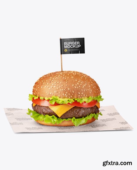 Burger on Paper Sheet Mockup 73187