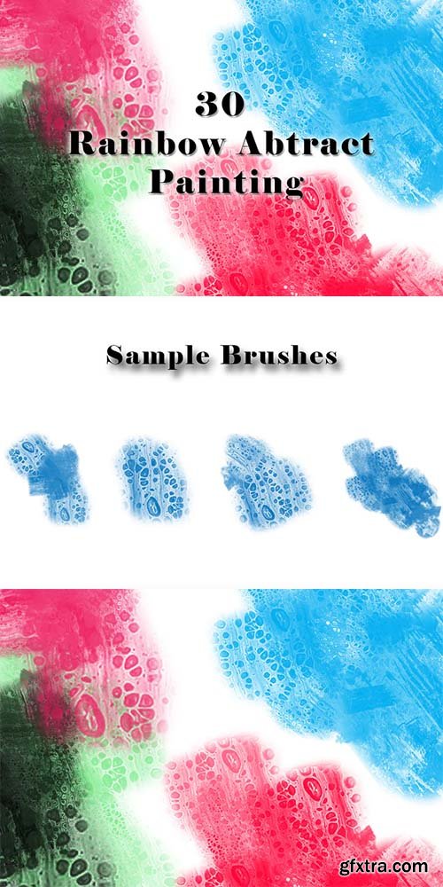 30 Rainbow Abtract Painting Brushes