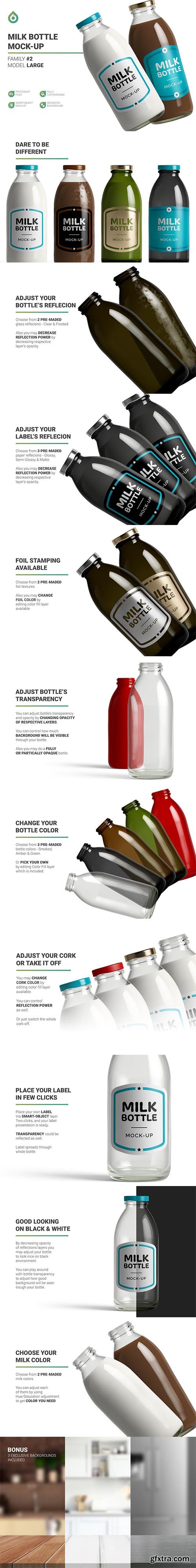 CreativeMarket - Milk / Cocoa Bottle Mockup 5746332