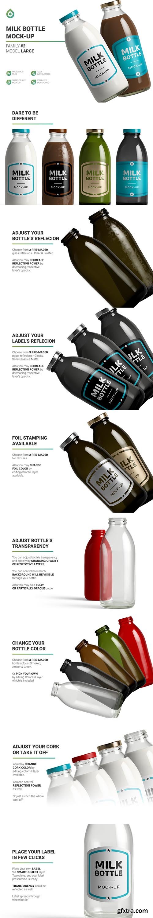 CreativeMarket - Milk / Cocoa Bottle Mockup 5746332