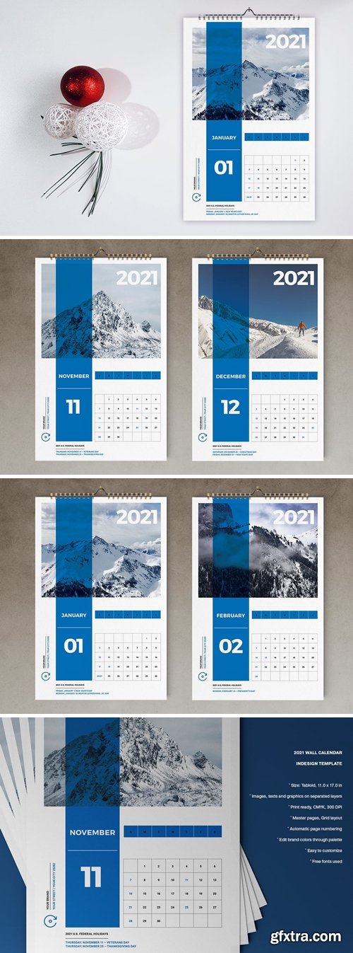 Wall Calendar 2021 Template