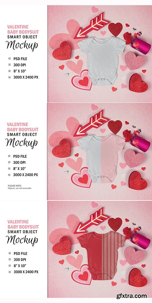 Baby Valentine Bodysuit Shirt Mockup Flatlay