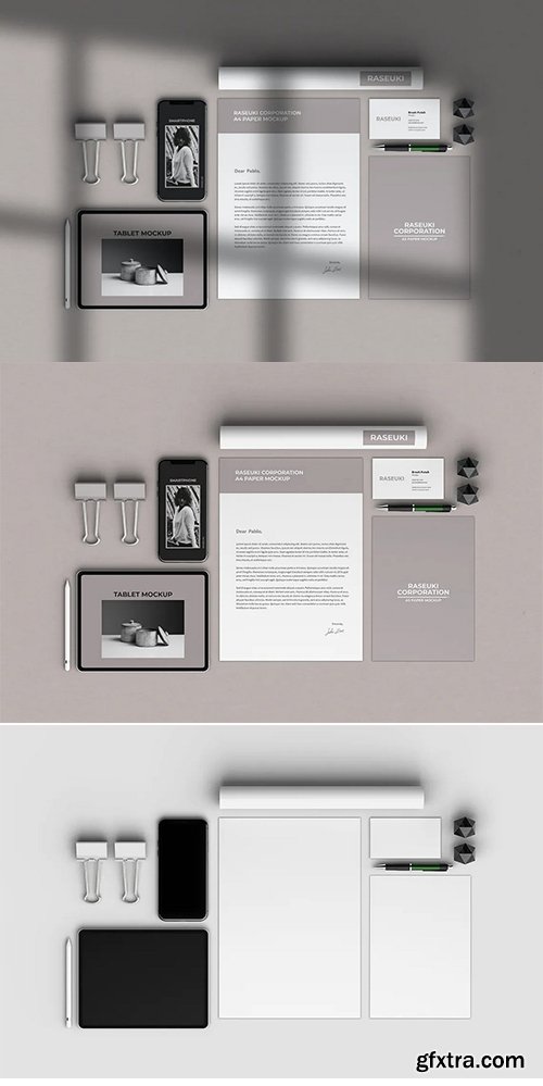 Minimalist Stationery Mockup with Shadow Overlay