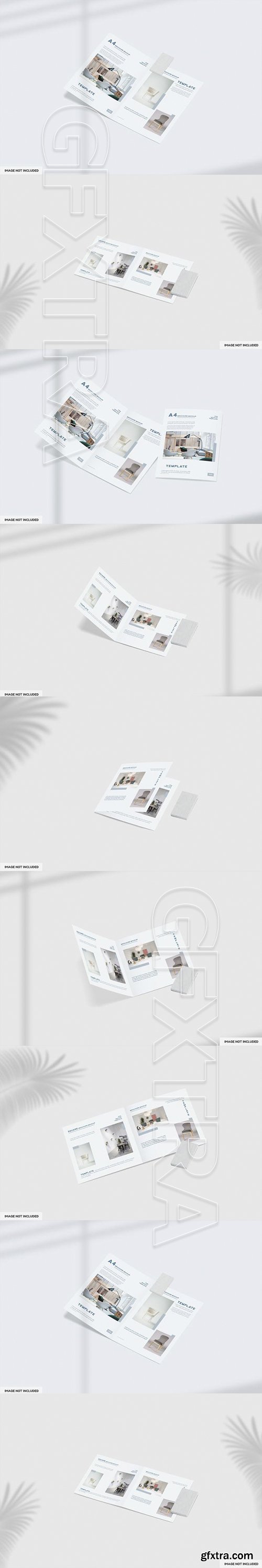 Close up on bifold furniture brochure mockup