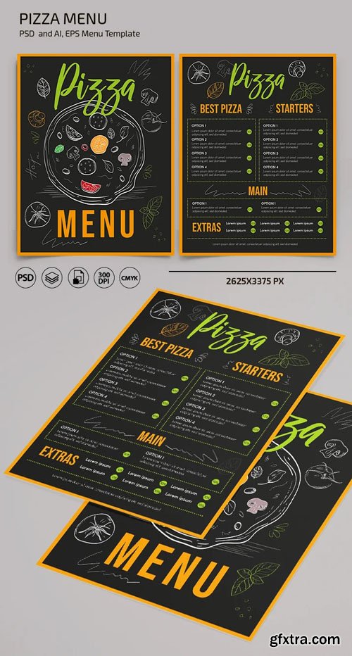 Pizza Menu PSD + Vector Templates