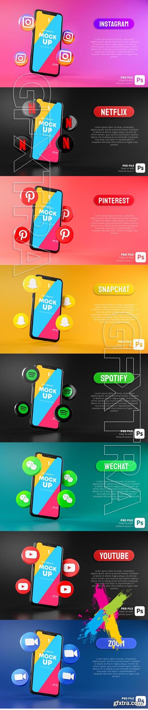 Zoom icons around smartphone app mockup