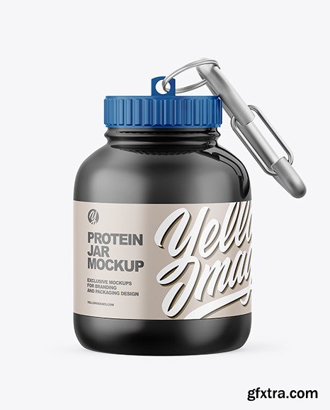 Glossy Protein Jar with Carabiner Mockup 67101