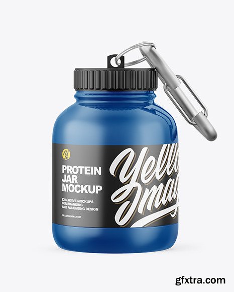 Glossy Protein Jar with Carabiner Mockup 67101