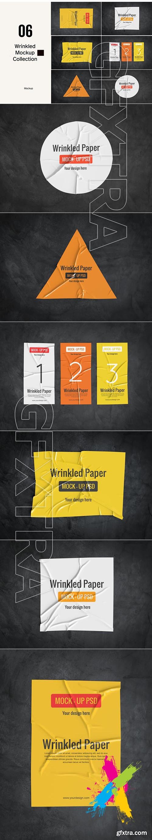 CreativeMarket - Wrinkled Paper Mockup Collection 5344949