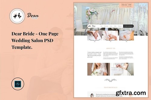 Dear Bride - One Page Wedding Salon PSD Template