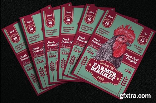 Traditional Art Rooster Farmer Market Flyer