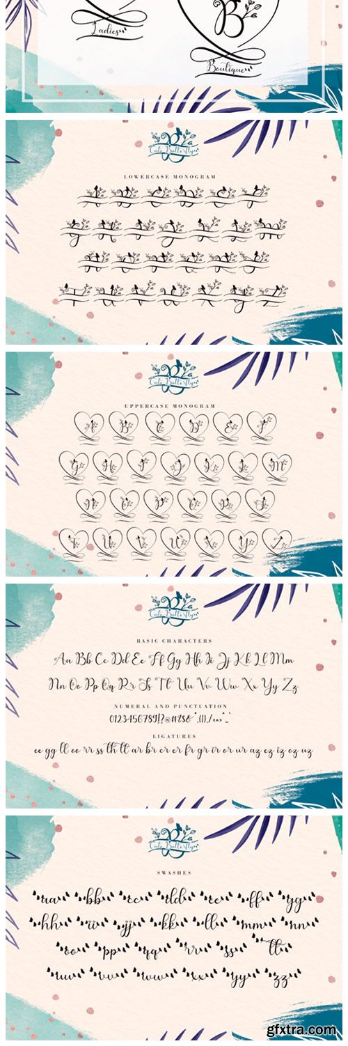 Cute Butterfly Monogram Font