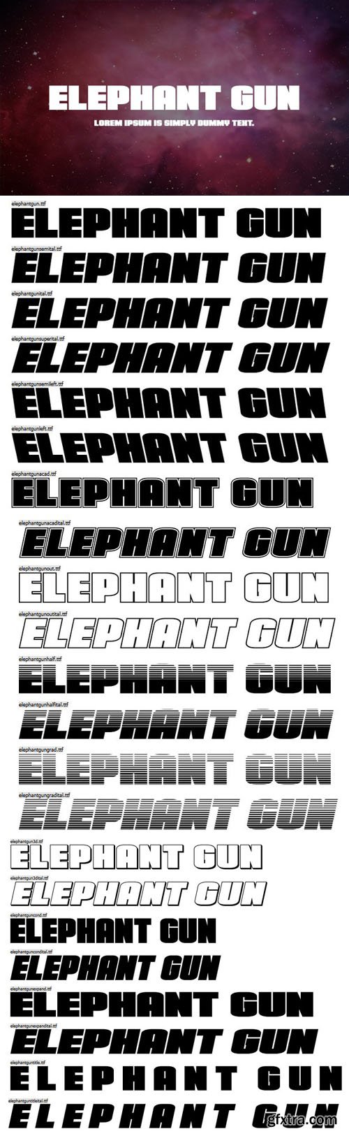 Elephant Gun San Serif Font Family [22-Weights]