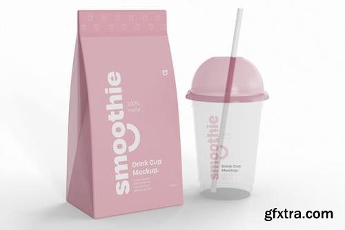 Smoothie Bottle and Packaging Mockup