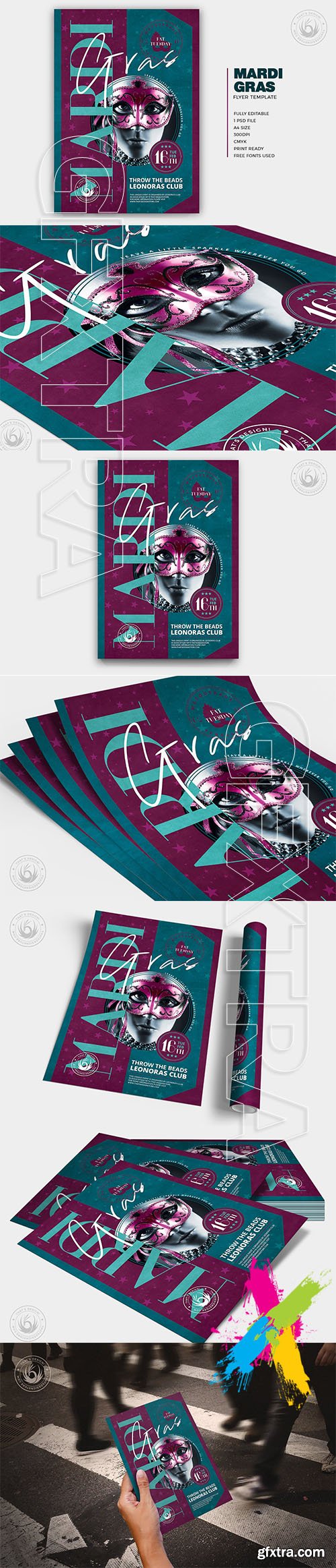 CreativeMarket - Mardi Gras Flyer Template V4 5764564