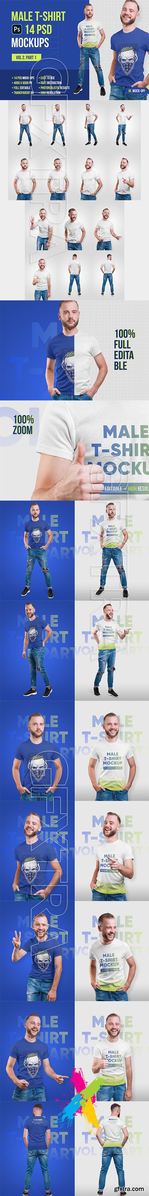 CreativeMarket - Male T-Shirt PSD Mockups Vol2 5336856