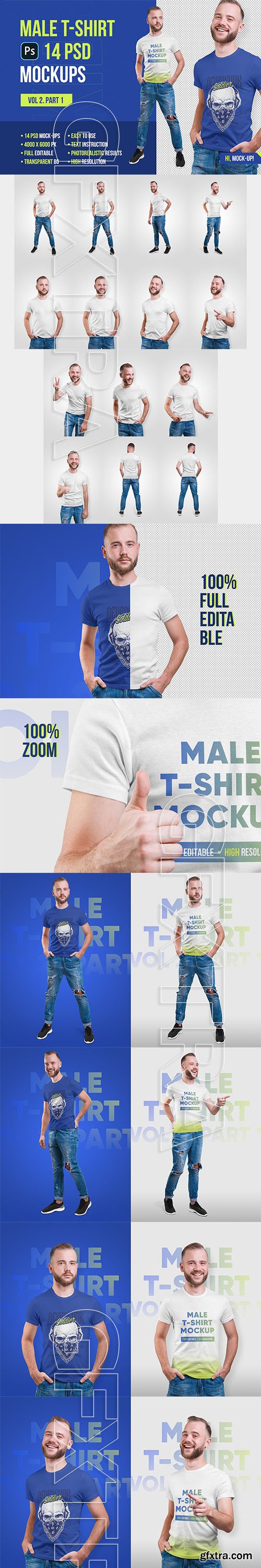 CreativeMarket - Male T-Shirt PSD Mockups Vol2 5336856