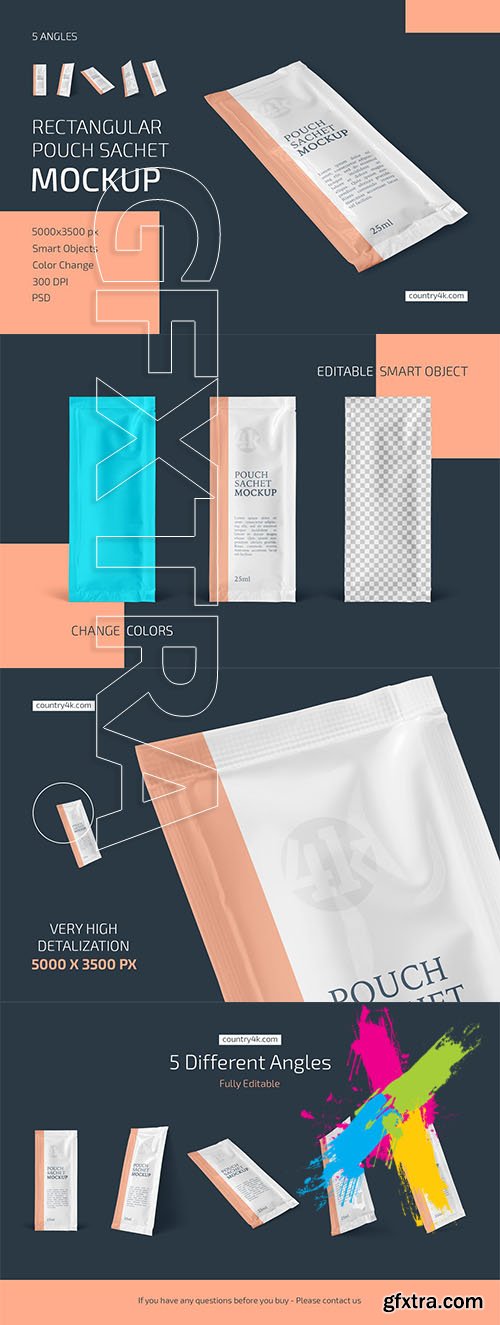 CreativeMarket - Rectangular Pouch Sachet Mockup Set 5770354