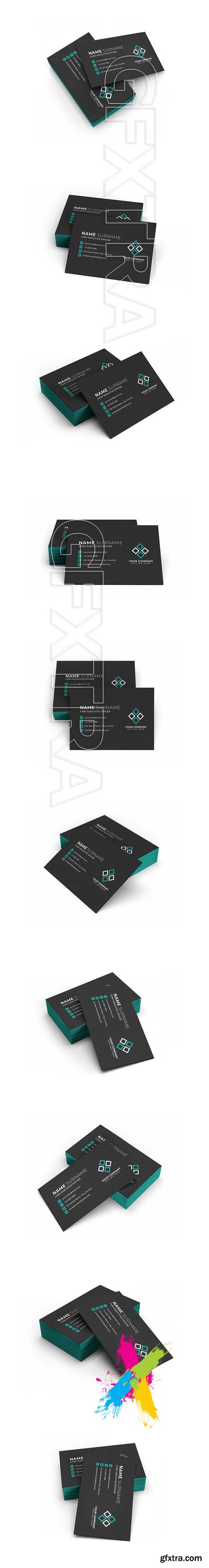 Business card stack mockup