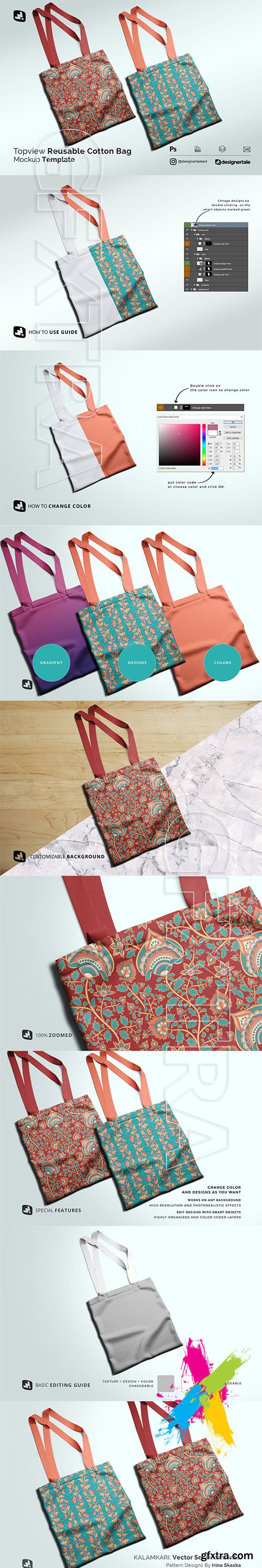 CreativeMarket - Topview Reusable Cotton Bag Mockup 5165533