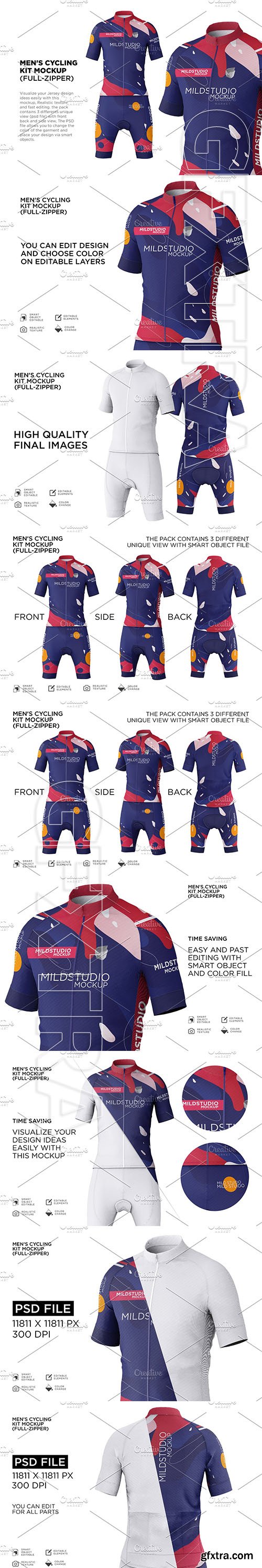 CreativeMarket - Men\'s Cyling Jersey Kit Mockup 5599280