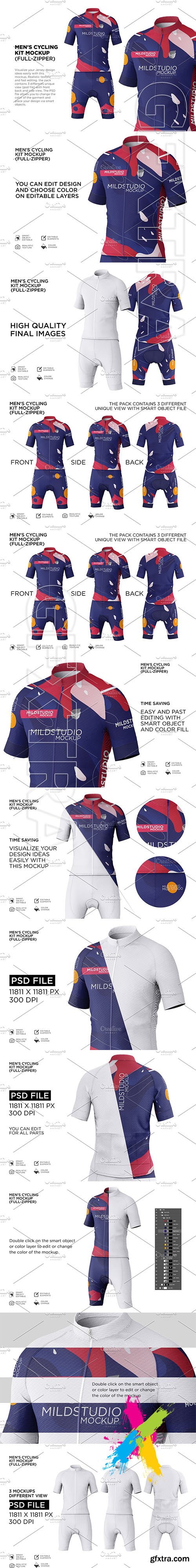 CreativeMarket - Men\'s Cyling Jersey Kit Mockup 5599280