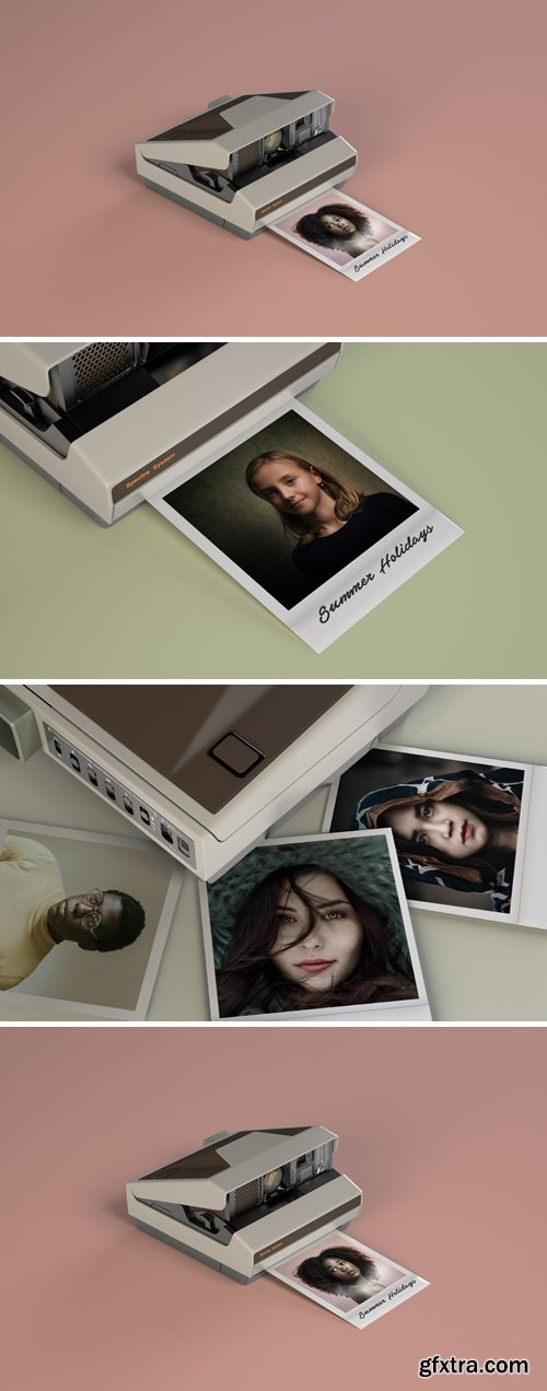 Vintage Instant Camera Mockup