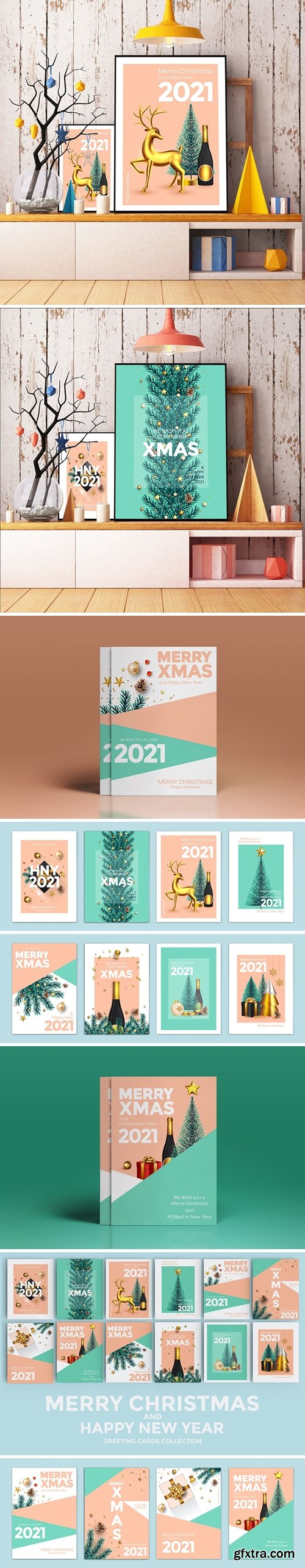 Set of 12 Christmas and Happy New Year cards