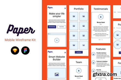 Paper Mobile Wireframe Kit