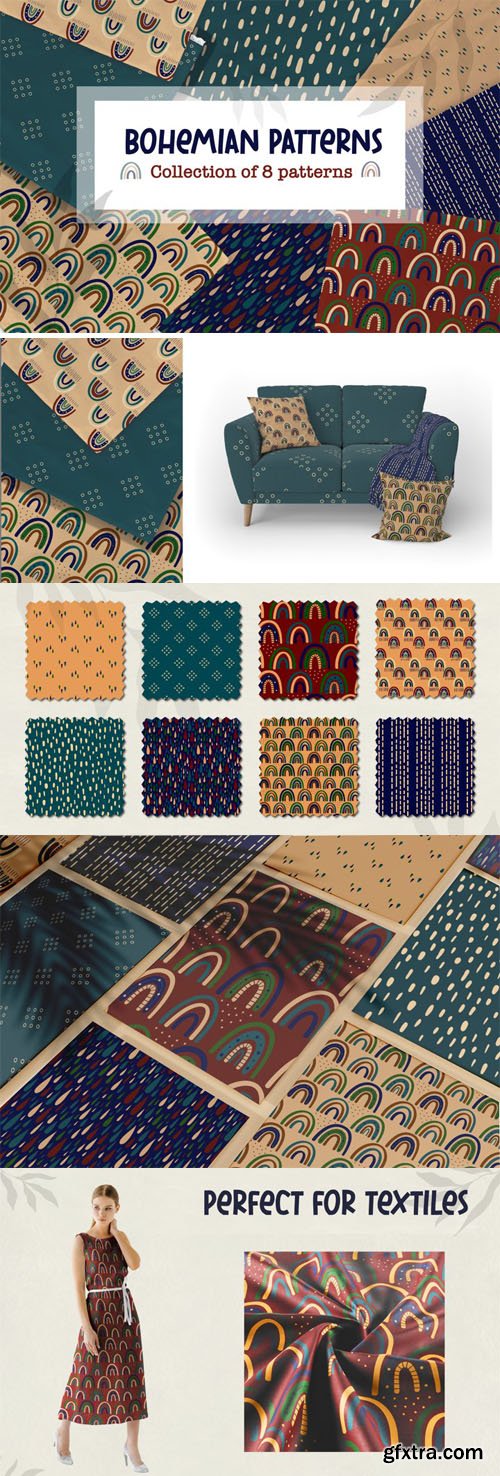 Bohemian Patterns - Collection of 8 Vector Patterns