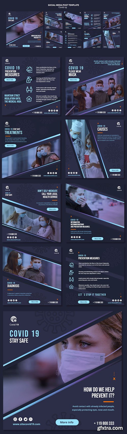 Covid-19 - Social Media Post PSD Template