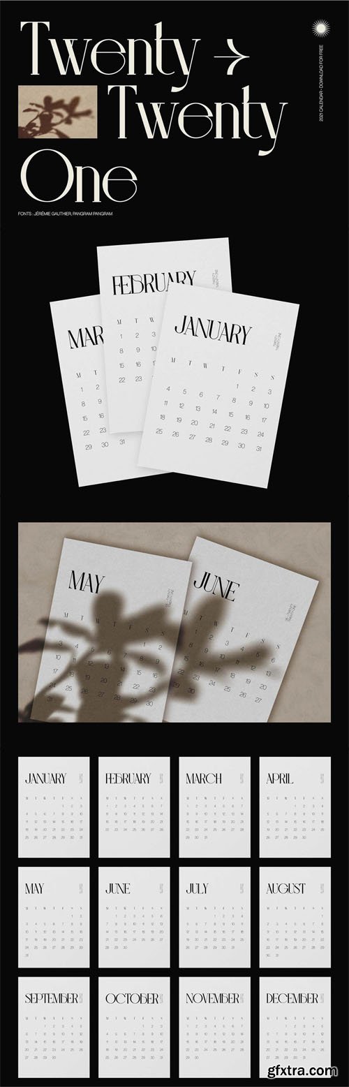 Twenty-Twenty One - 2021 Stylish Calendar Template [12-Months]