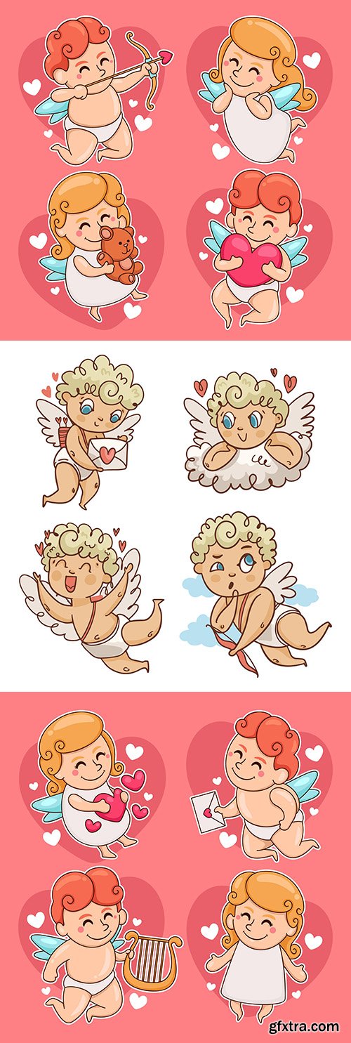 Funny cartoon cupid St. Valentine's day collection
