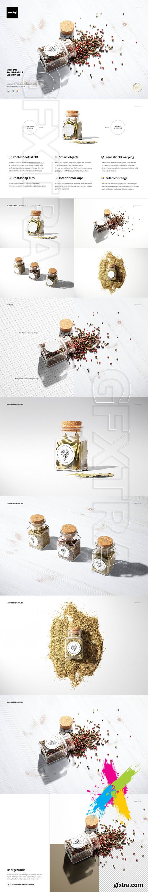 CreativeMarket - Spice Jar Round Labels Mockup Set 5333820