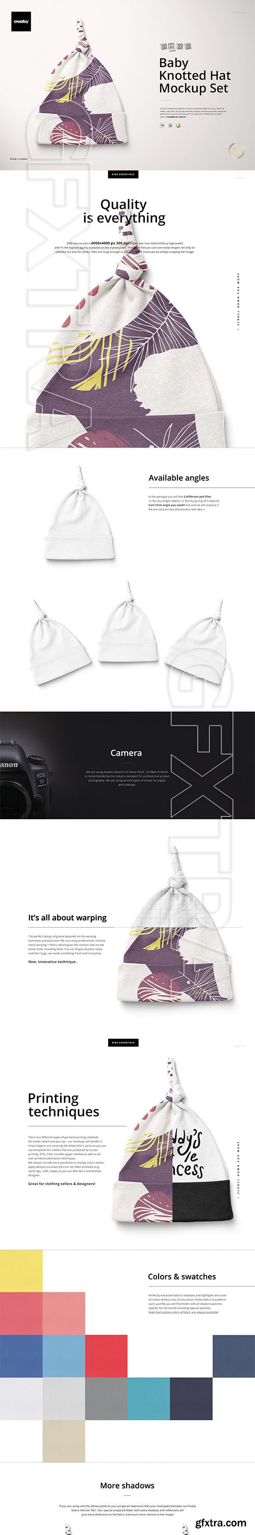 CreativeMarket - Baby Knotted Hat Mockup Set 4287908