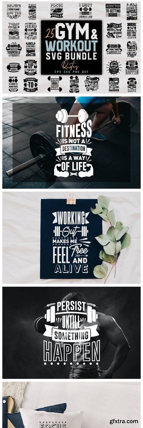 Gym and Workout SVG Bundle Quotes 7766353