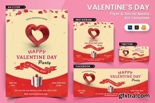 Valentines Day Party Flyer & Social Media Pack