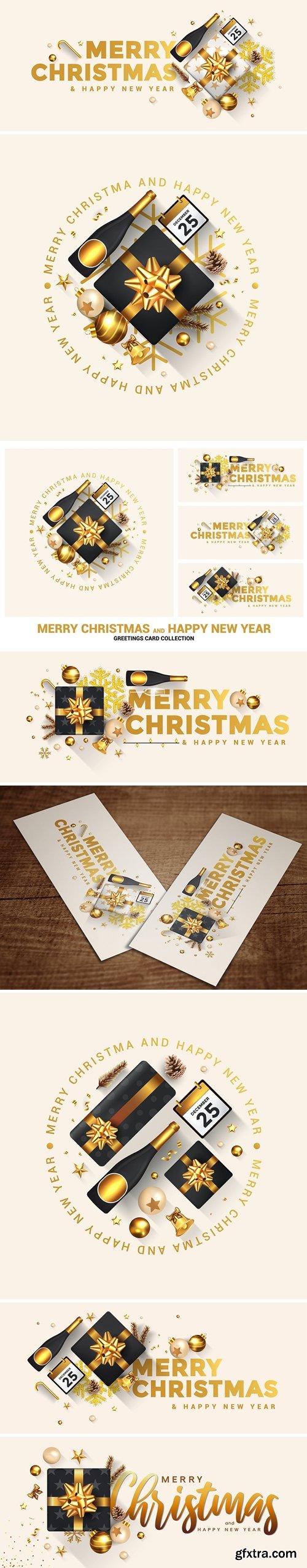 Merry Christmas and Happy New Year greeting card